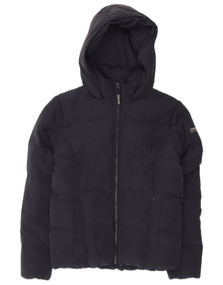 Woolrich Womens Penn-Rich Hooded Padded Jacket UK 10 Small Navy Blue