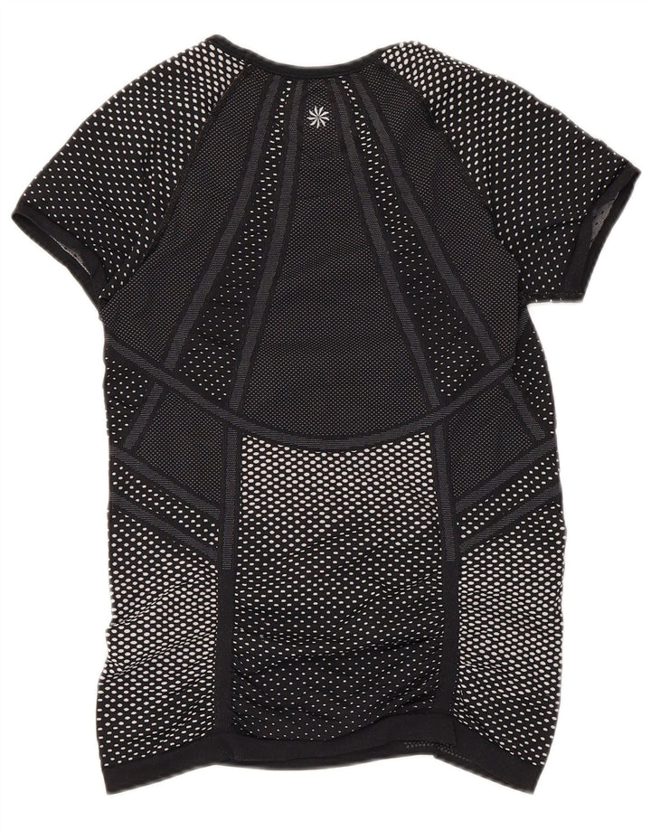 ATHLETA Womens T-Shirt Top UK 8 Small Black Spotted Polyester