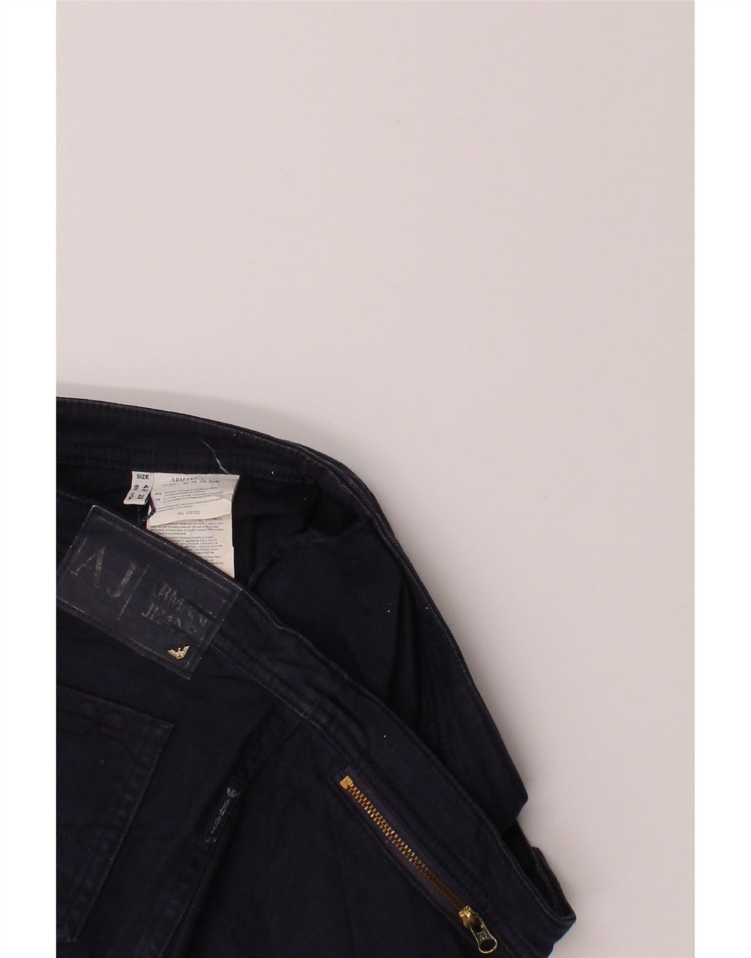 ARMANI Womens Slim Jeans EU 42 Large W32 L24 Navy Blue Cotton Vintage Armani and Second-Hand Armani from Messina Hembry 