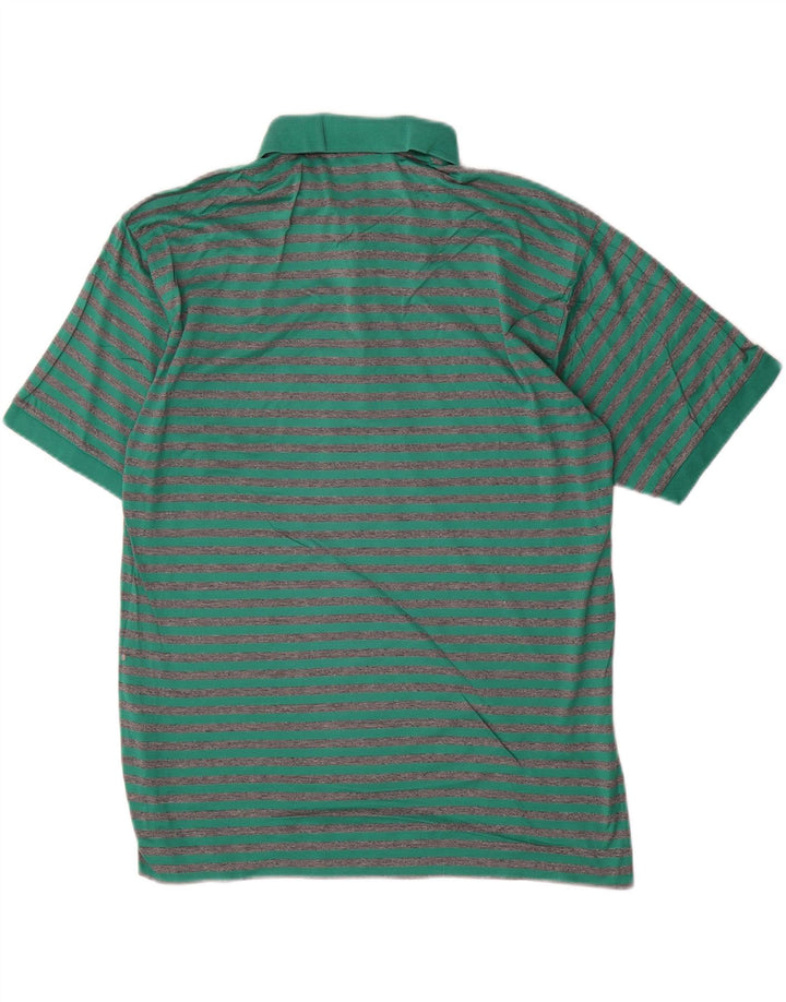 CACHAREL Mens Polo Shirt Small Green Striped Cotton