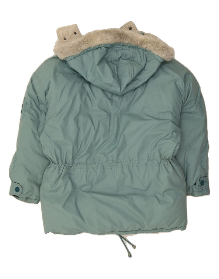 DIADORA Womens Hooded Ski Jacket UK 14 Medium Turquoise Polyester Vintage Diadora and Second-Hand Diadora from Messina Hembry 