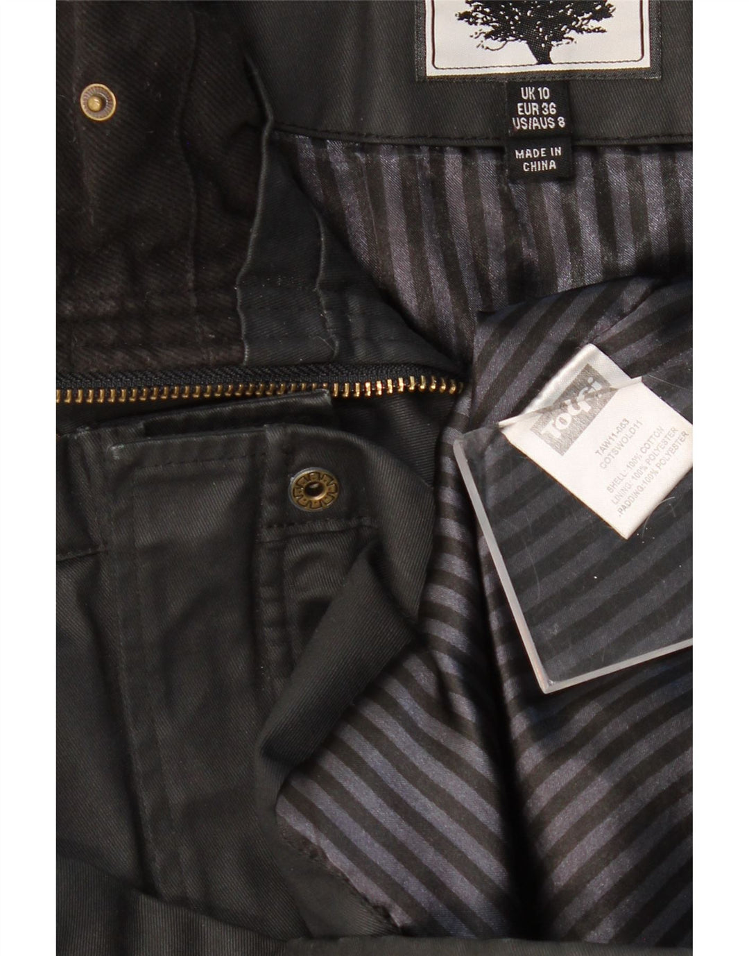 TOGGI Womens Overcoat UK 10 Small Black Cotton