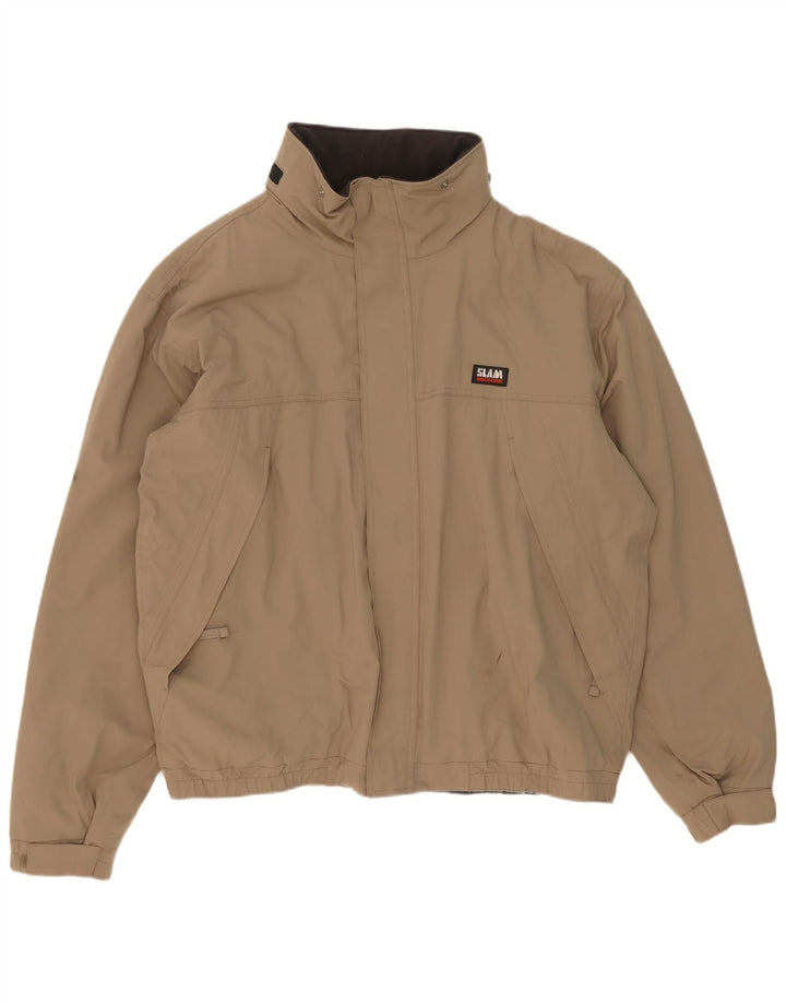 Slam Mens Bomber Jacket UK 44 2XL Beige Nylon