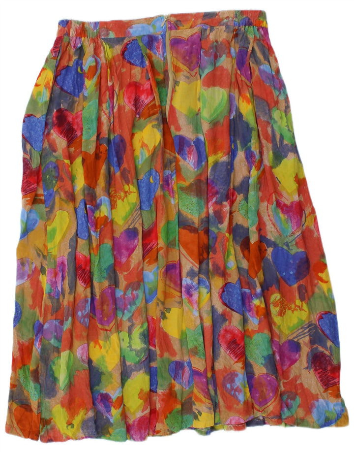 SI SIGNORA Womens A-Line Skirt EU 44 XL W32 L30 Multicoloured Heart