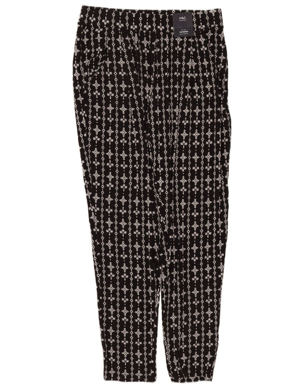 Marks & Spencer Womens Mid Rise Casual Trousers UK 12 Medium W32 L27 Black