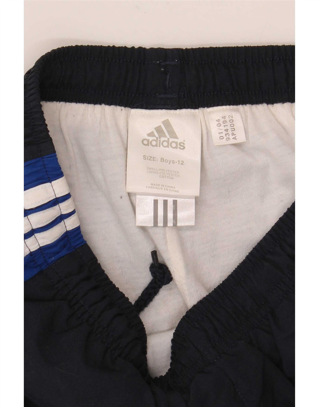 Adidas Boys Tracksuit Trousers 11-12 Years Navy Blue Colourblock Polyester