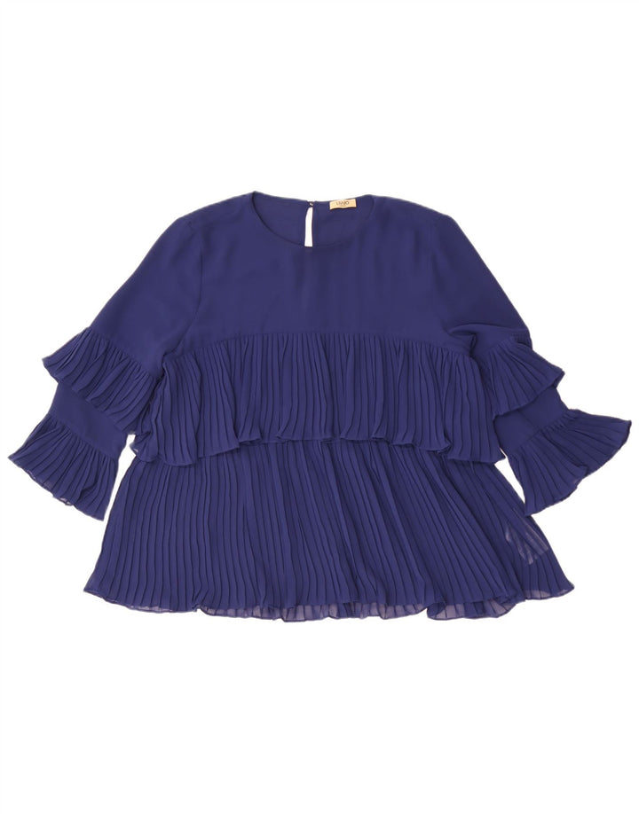 Liu Jo Womens 3/4 Sleeve Blouse Top IT 46 Large Navy Blue Polyester