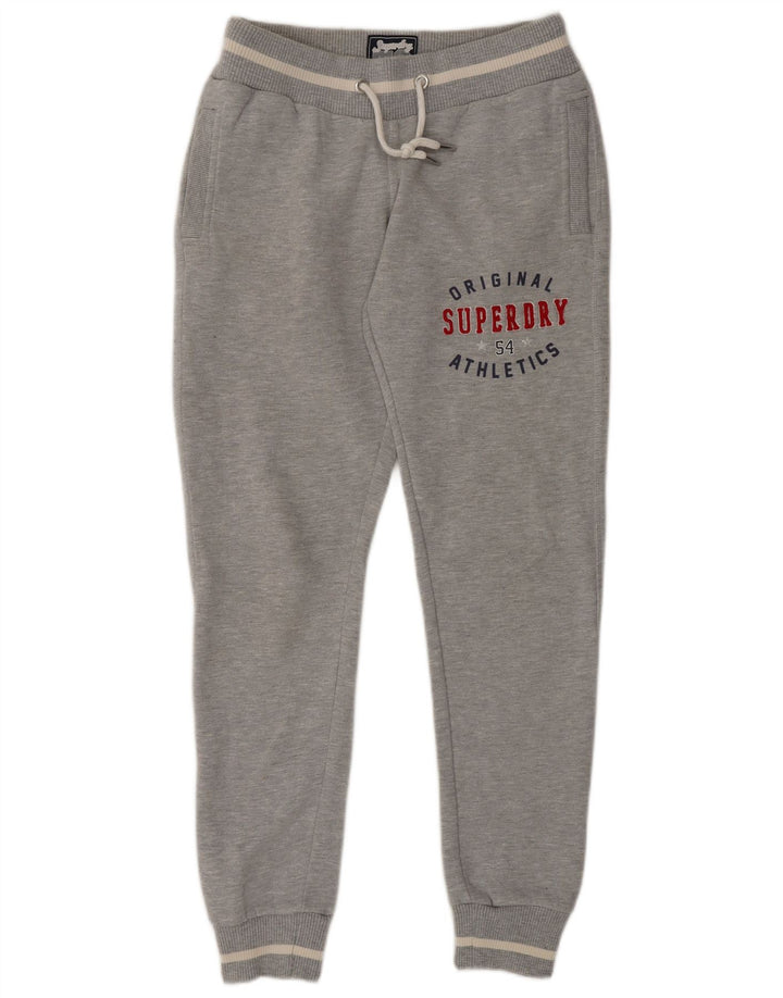 Superdry Womens Graphic Tracksuit Trousers Joggers UK 8 Small Grey