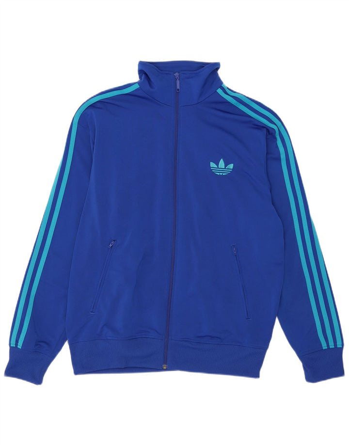 Adidas Mens Tracksuit Top Jacket Large Blue Polyester