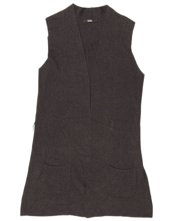 Marks & Spencer Womens Sleeveless Cardigan Sweater UK 12 Medium Grey