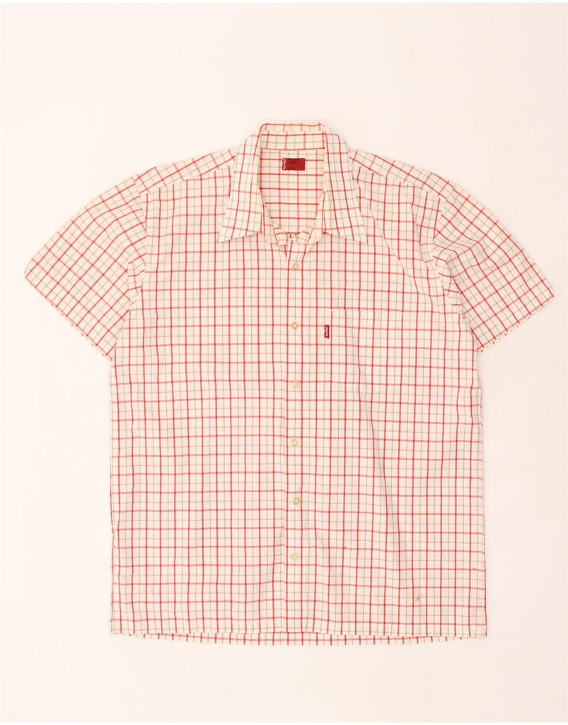 LEVI'S Mens Short Sleeve Shirt Large Red Check Cotton | Vintage Levi's | Thrift | Second-Hand Levi's | Used Clothing | Messina Hembry 