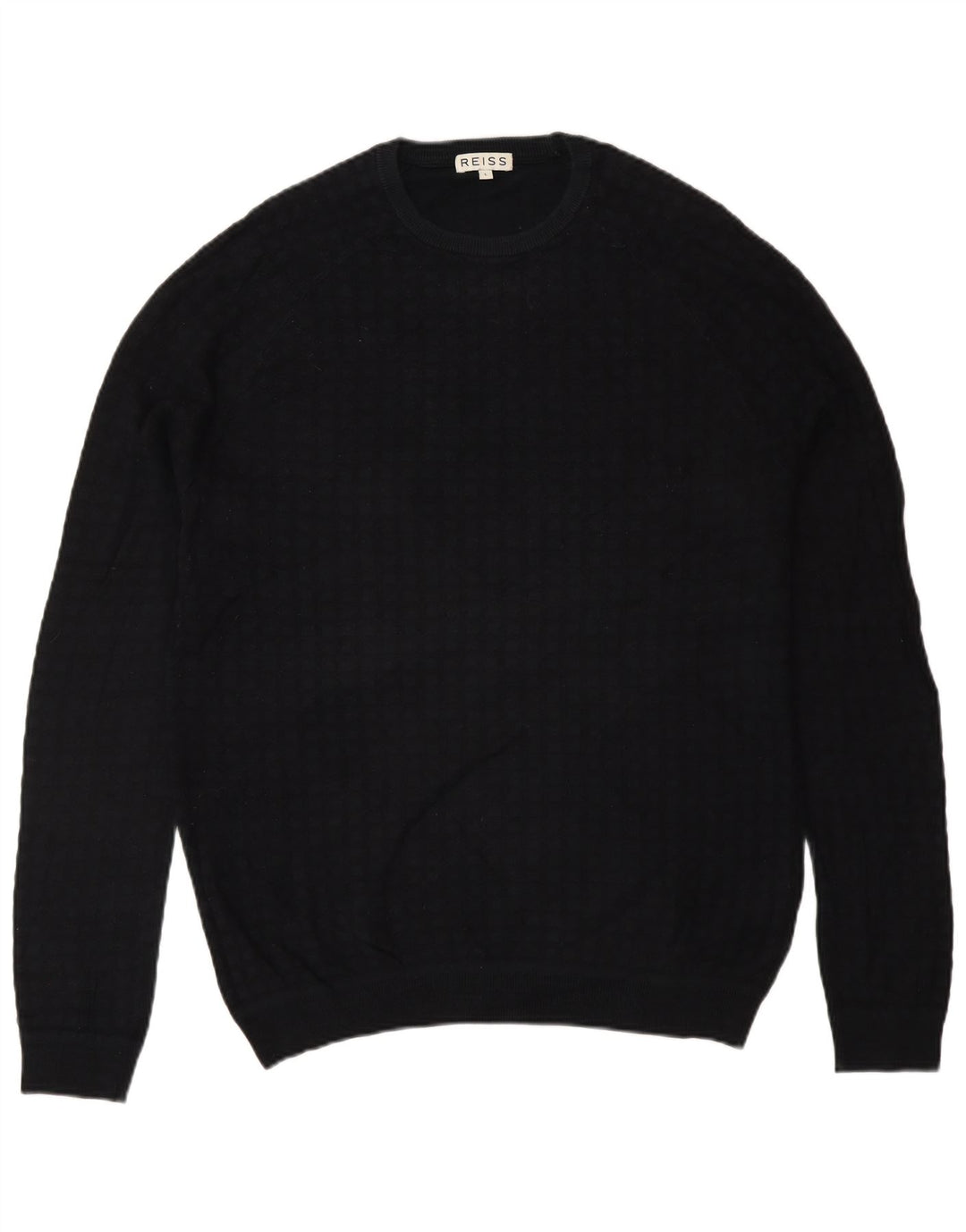 Reiss Mens Crew Neck Jumper Sweater Large Black Cotton