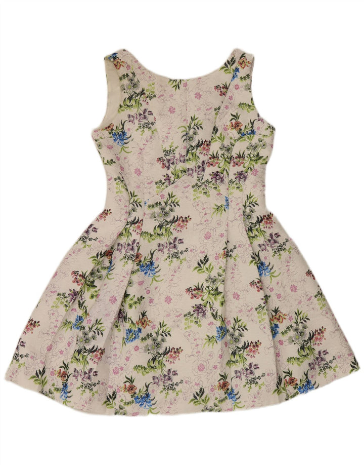 Oasis Womens Sleeveless Swing Dress UK 14 Medium  White Floral Polyester