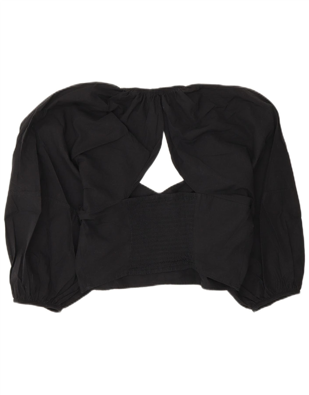 Zara Womens Crop Blouse Top UK 14 Large Black