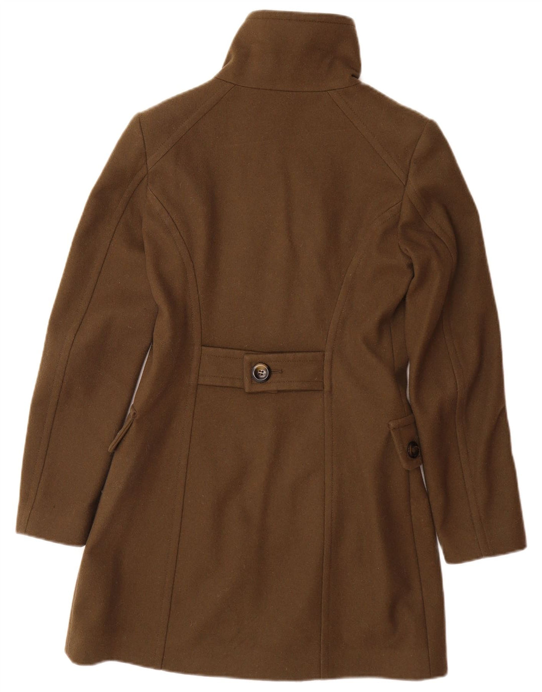 BENETTON Womens Overcoat UK 8 Small  Brown Wool