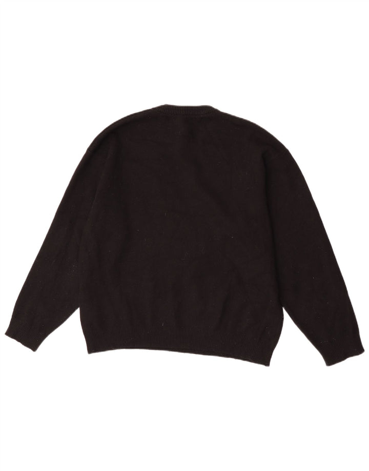Zara Mens Crew Neck Jumper Sweater Medium Black Viscose