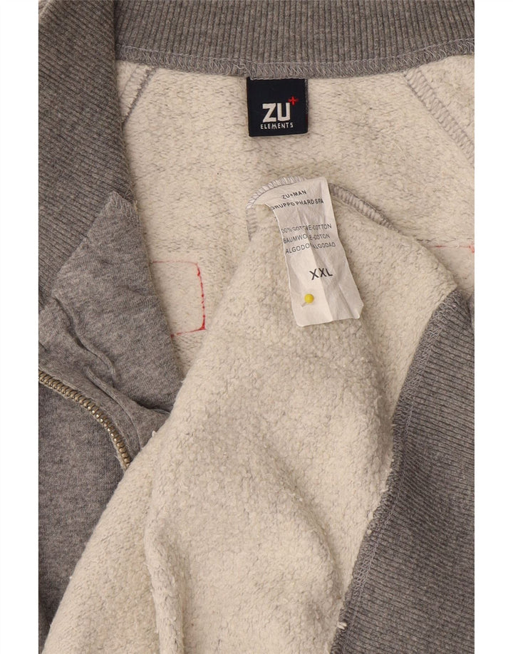 Zu Elements Mens Graphic Tracksuit Top Jacket 2XL Grey Cotton Sports