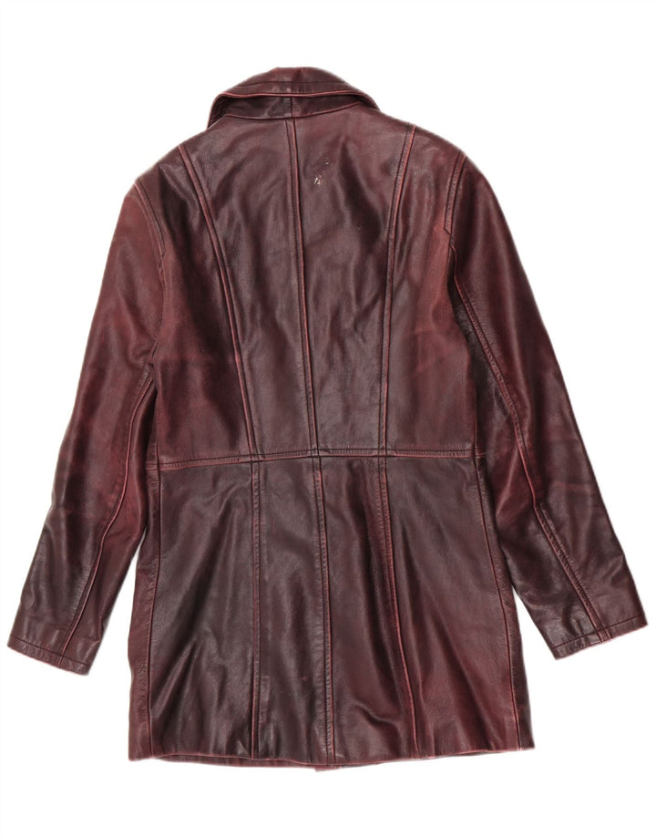 Gipsy by Mauritius Womens Leather Coat UK 12 Medium Burgundy