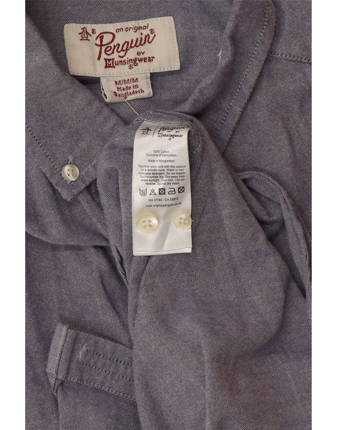 Penguin Mens Heritage Slim Fit Shirt Medium Blue Cotton