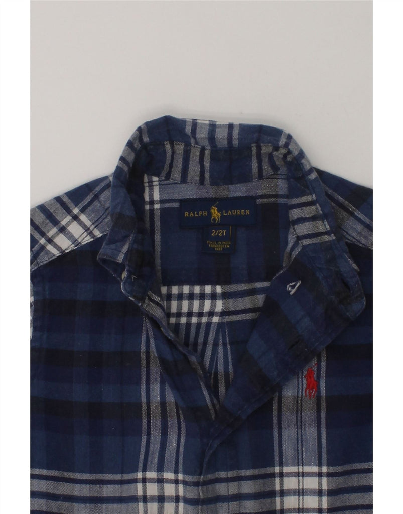 RALPH LAUREN Baby Boys Short Sleeve Shirt 18-24 Months Navy Blue Check | Vintage Ralph Lauren | Thrift | Second-Hand Ralph Lauren | Used Clothing | Messina Hembry 