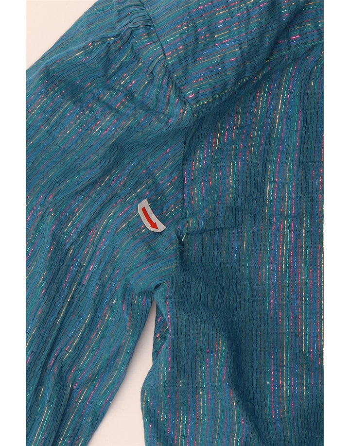 Vintage Womens Shirt IT 46 Large Blue Striped Metallic