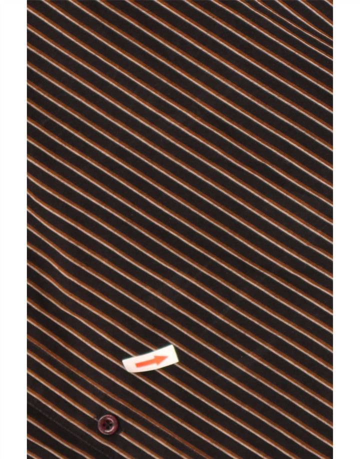 Carhartt Mens Shirt Large Brown Pinstripe Cotton