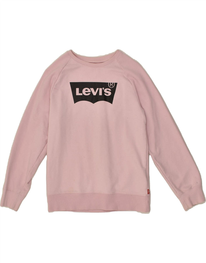 LEVI'S Girls Graphic Sweatshirt Jumper 13-14 Years Pink Cotton | Vintage Levi's | Thrift | Second-Hand Levi's | Used Clothing | Messina Hembry 