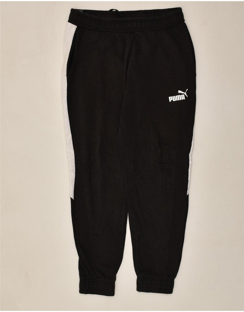 PUMA Mens Graphic Tracksuit Trousers Joggers Large Black Colourblock | Vintage Puma | Thrift | Second-Hand Puma | Used Clothing | Messina Hembry 