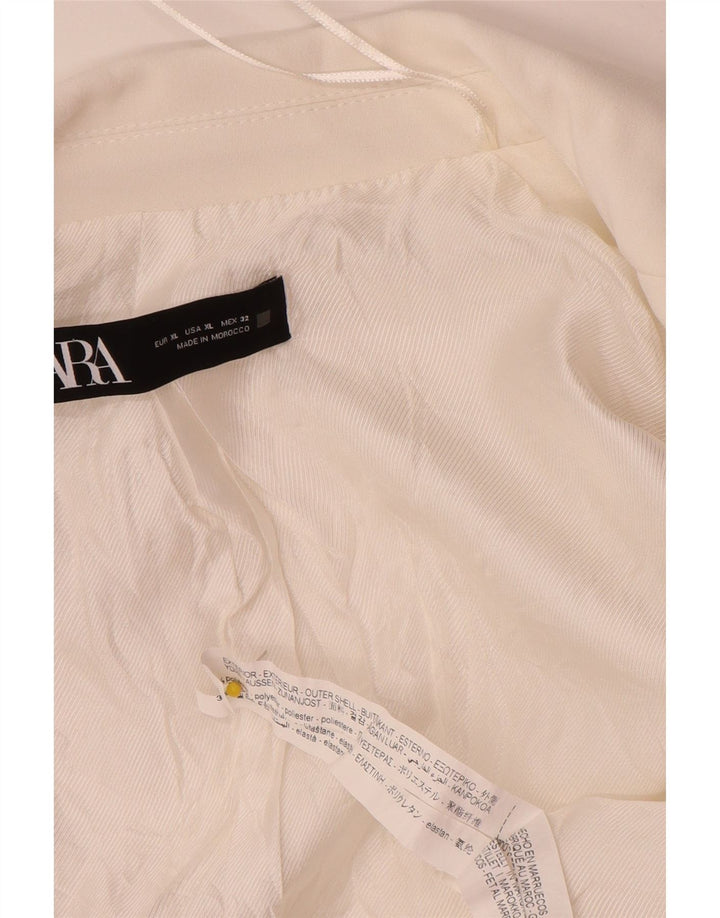 Zara Womens 3/4 Sleeve Open Blazer Jacket UK 18 XL White Polyester