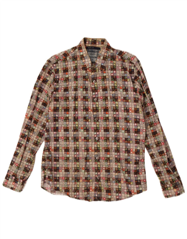 Desigual Mens Regular Fit Shirt Medium Multicoloured Check Cotton