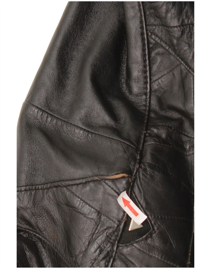 Vintage Womens Bomber Leather Jacket UK 12 Medium Black Leather