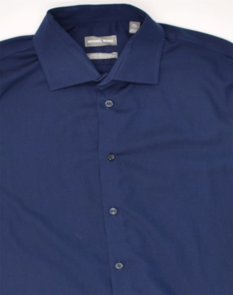 MICHAEL KORS Mens Shirt Size 16 1/2 Large Navy Blue Cotton | Vintage Michael Kors | Thrift | Second-Hand Michael Kors | Used Clothing | Messina Hembry 