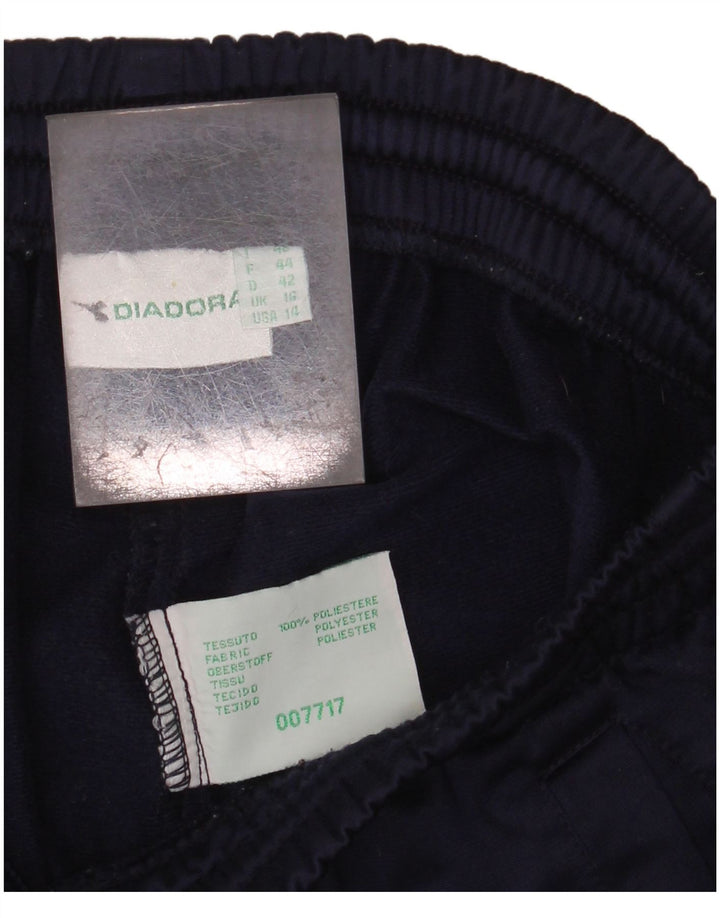 DIADORA Womens Tracksuit Trousers UK 16 Large Navy Blue Polyester