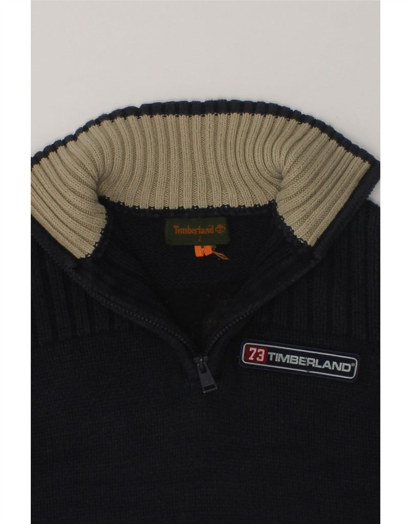 TIMBERLAND Baby Boys Zip Neck Jumper Sweater 18-24 Months Navy Blue Cotton | Vintage Timberland | Thrift | Second-Hand Timberland | Used Clothing | Messina Hembry 