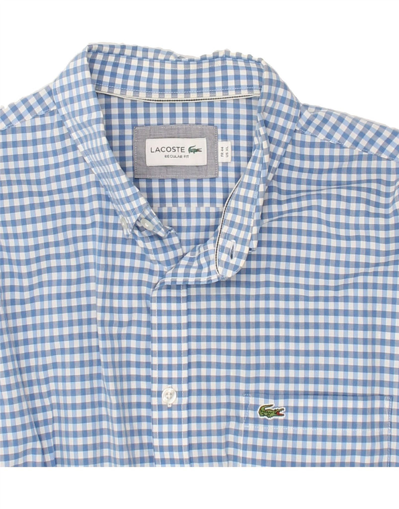 LACOSTE Mens Regular Fit Shirt Size 44 XL Blue Gingham Cotton Vintage Lacoste and Second-Hand Lacoste from Messina Hembry 