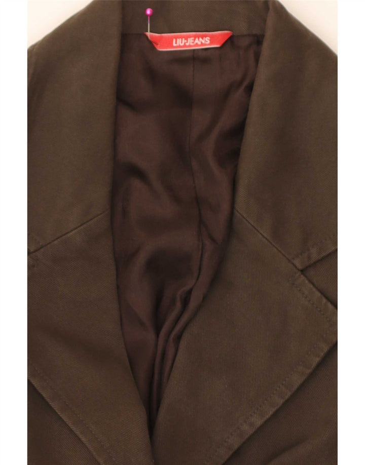 Liu Jo Womens 3 Button Blazer Jacket IT 44 Medium Brown Cotton