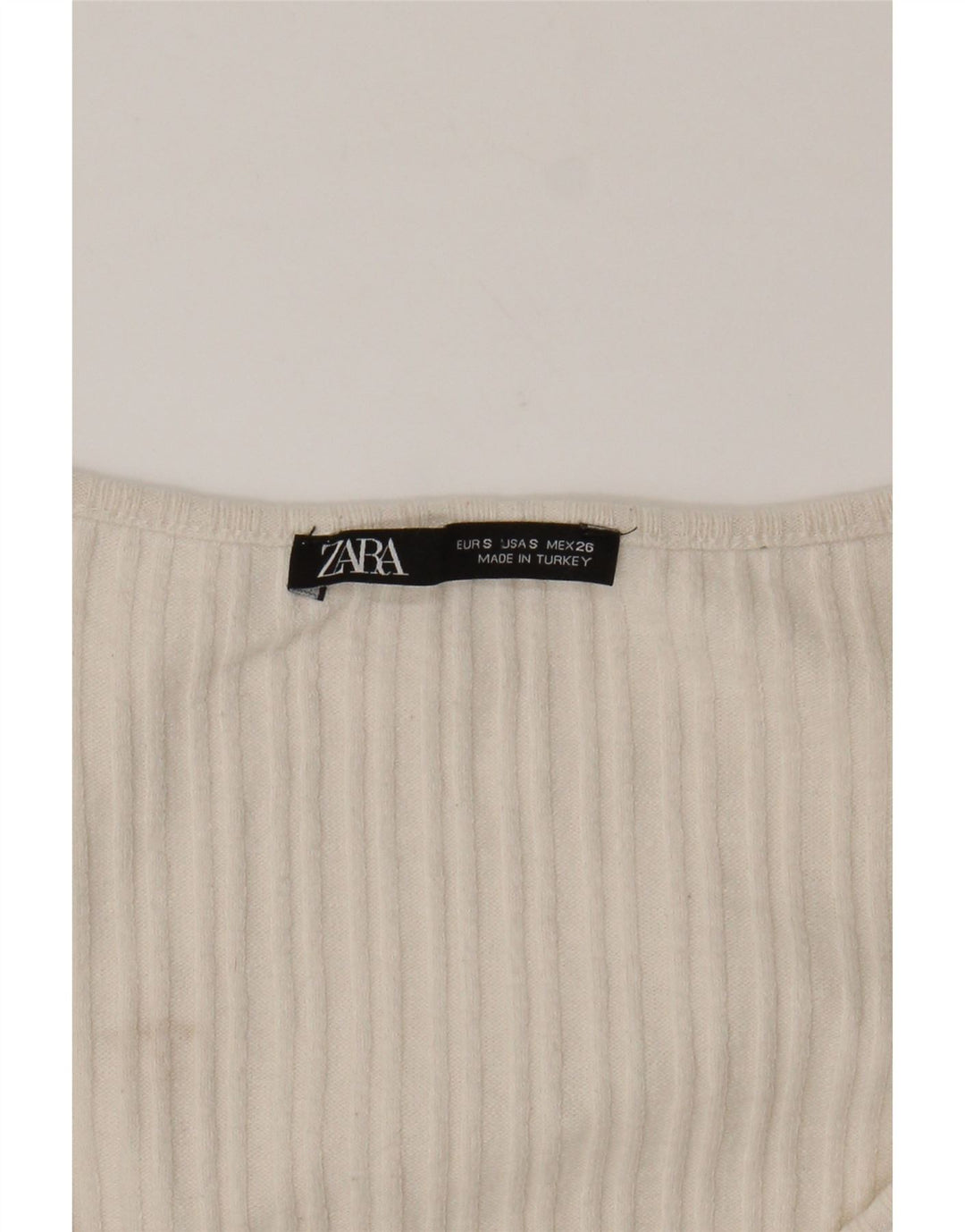 ZARA Womens Crop Blouse Top UK 8 Small Off White Vintage Zara and Second-Hand Zara from Messina Hembry 