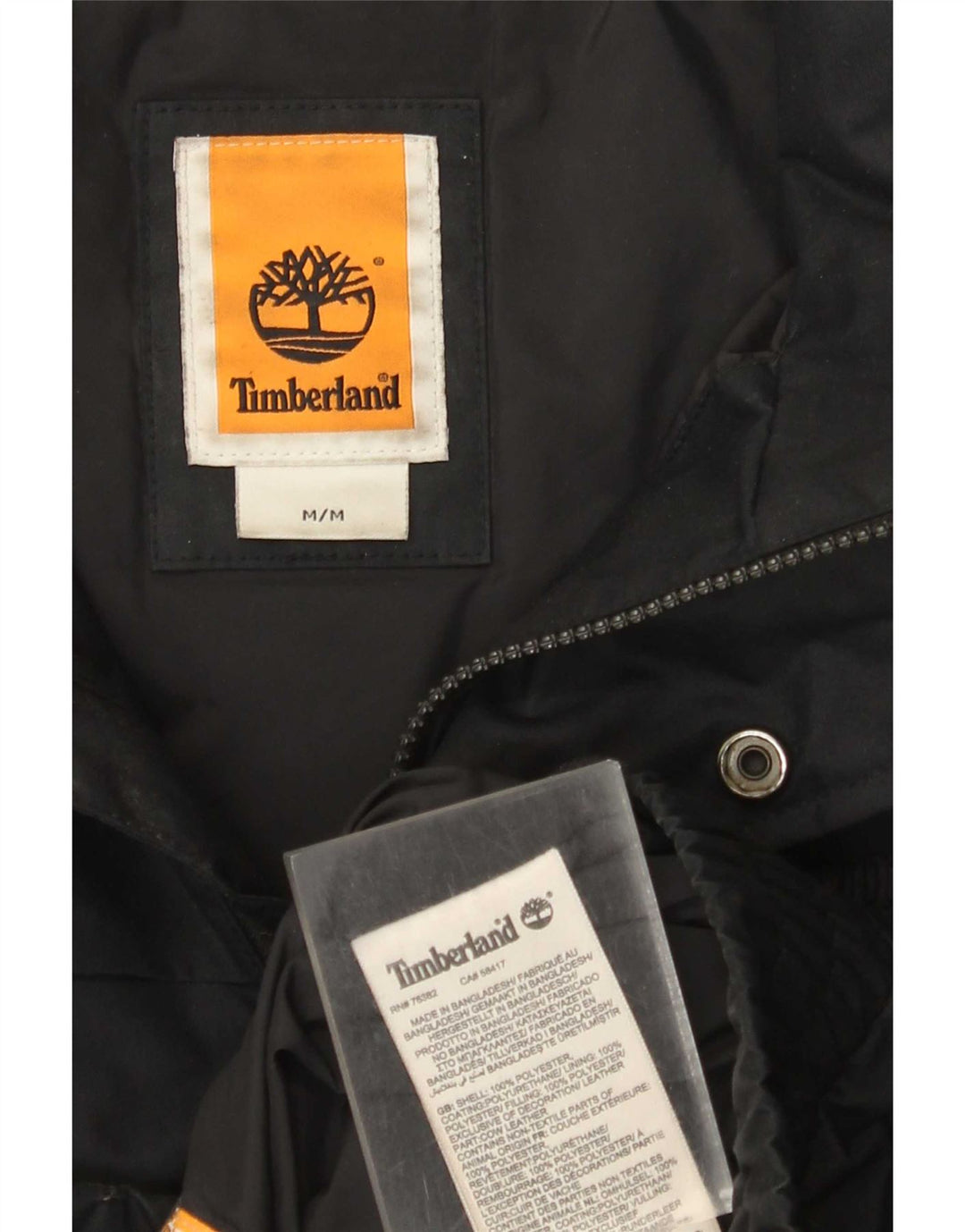 Timberland Mens Bomber Jacket UK 38 Medium Black Polyester