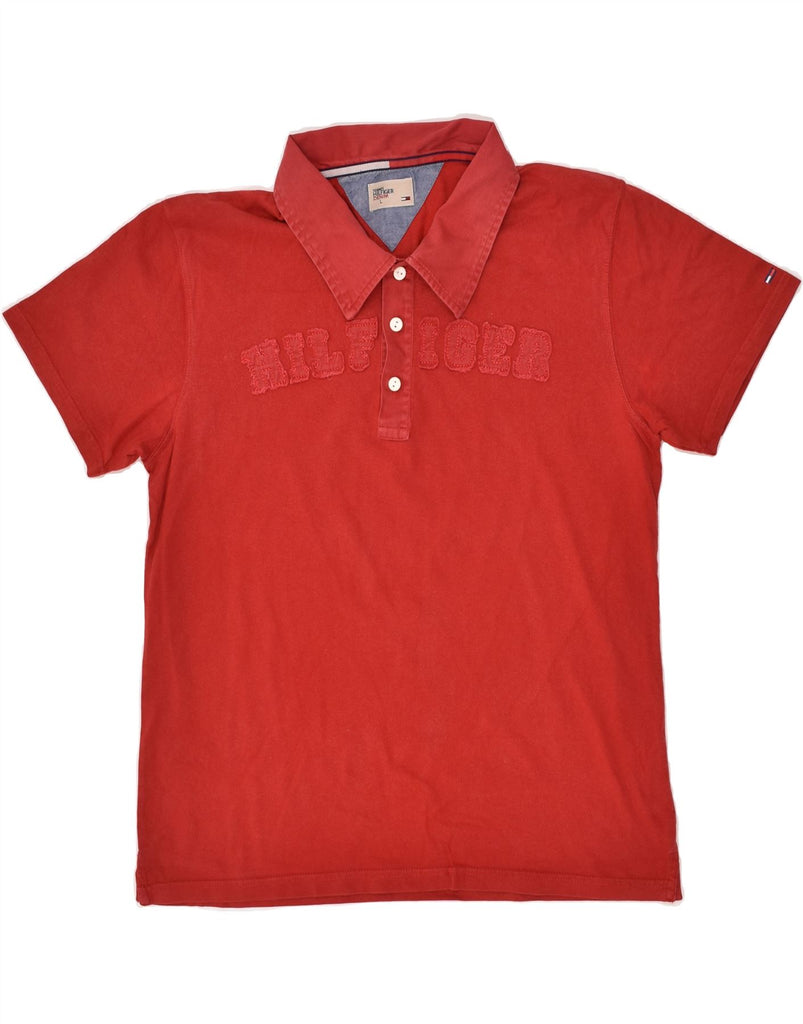 TOMMY HILFIGER Mens Graphic Polo Shirt Large Red Cotton | Vintage Tommy Hilfiger | Thrift | Second-Hand Tommy Hilfiger | Used Clothing | Messina Hembry 