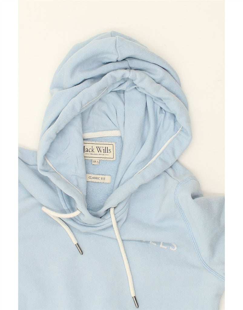 JACK WILLS Womens Classic Fit Graphic Hoodie Jumper UK 8 Small Blue Cotton | Vintage Jack Wills | Thrift | Second-Hand Jack Wills | Used Clothing | Messina Hembry 