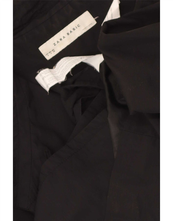 Zara Womens Pea Coat UK 12 Medium Black Cotton