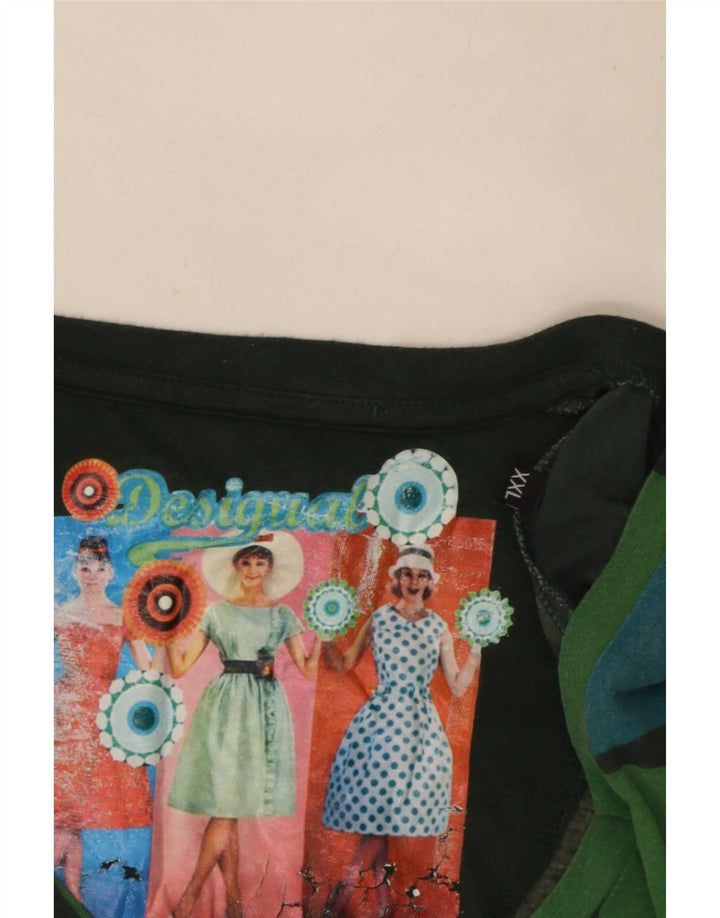 Desigual Womens Graphic Top Long Sleeve UK 20 2XL Multicoloured Geometric