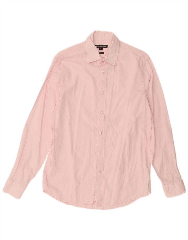 MICHAEL KORS Mens Classic Fit Shirt Small Pink Linen