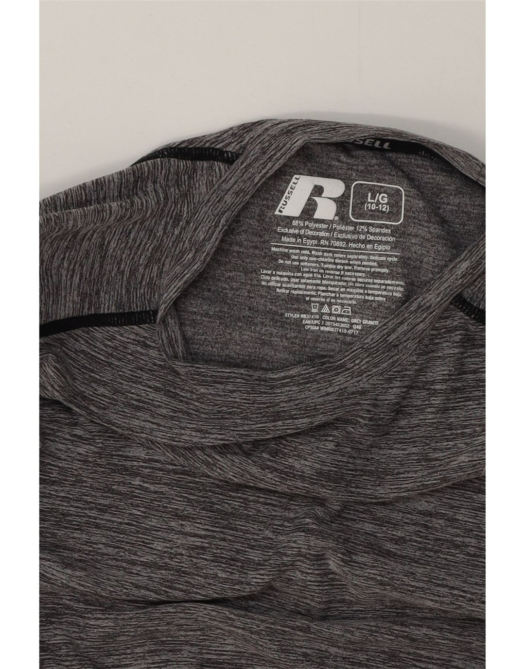 RUSSELL ATHLETIC Boys Dri-Power Top Long Sleeve 10-11 Years Large Grey