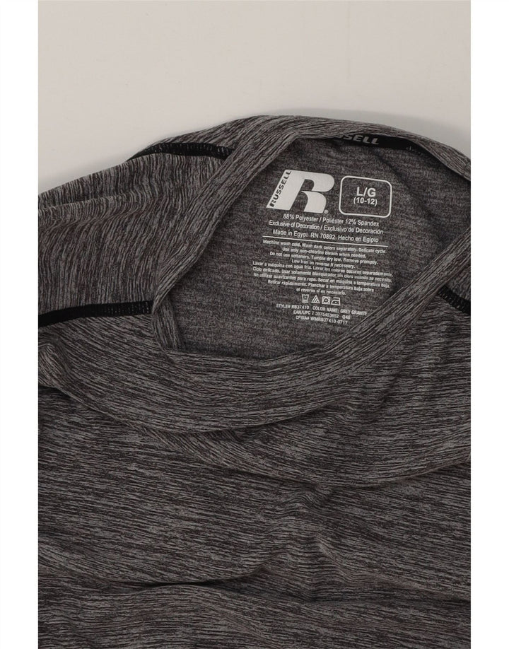 RUSSELL ATHLETIC Boys Dri-Power Top Long Sleeve 10-11 Years Large Grey