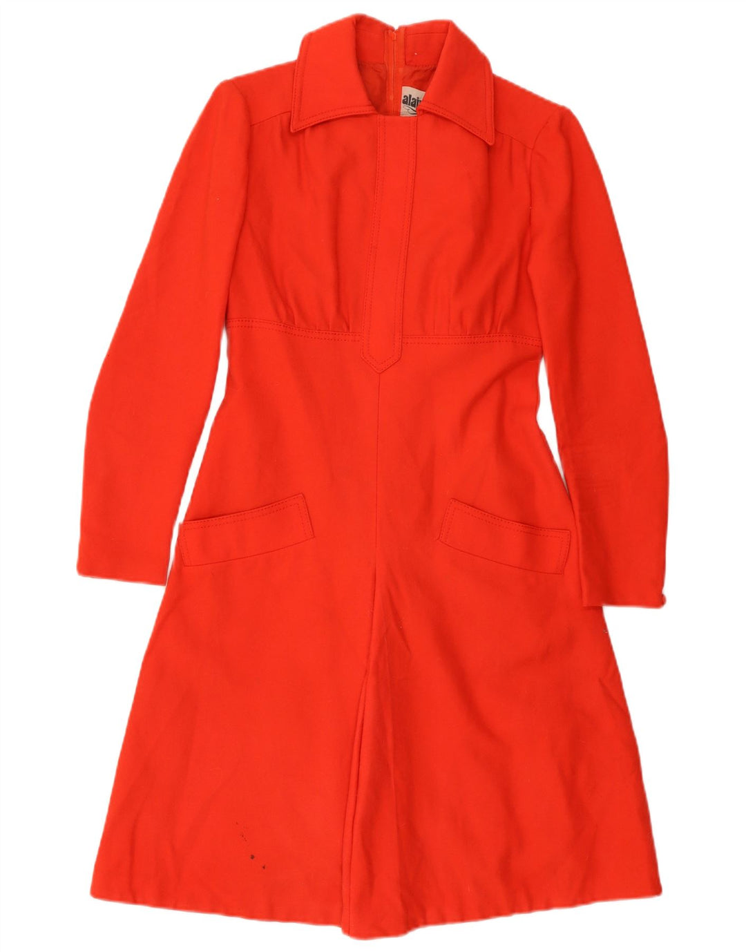 VINTAGE Womens Long Sleeve A-Line Dress EU 38 Medium Red New Wool