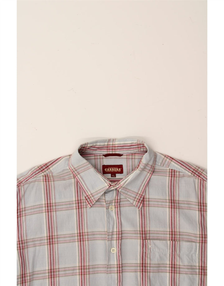 CARRERA Mens Short Sleeve Shirt XL Blue Check Cotton Vintage Carrera and Second-Hand Carrera from Messina Hembry 