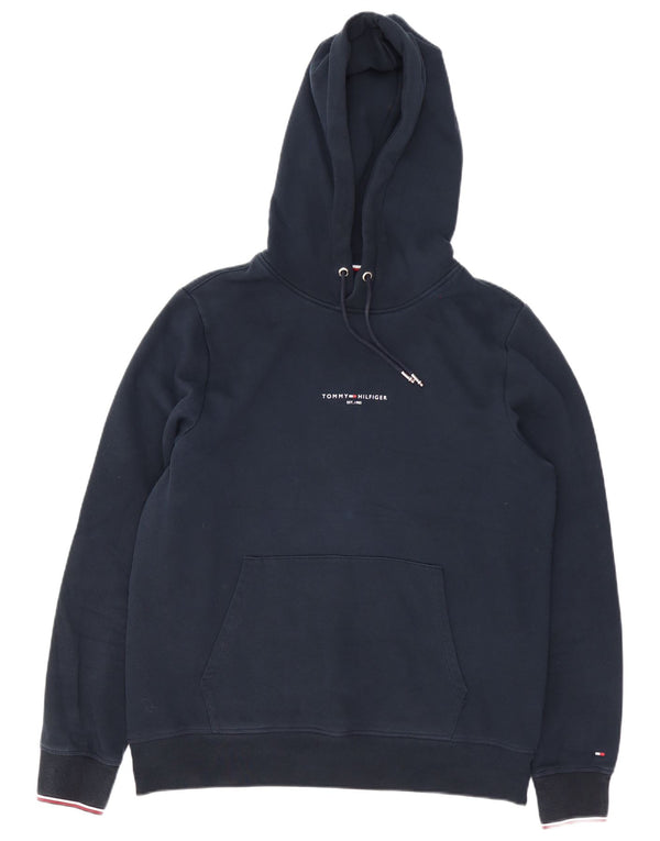 Tommy Hilfiger Mens Hoodie Jumper XL Navy Blue Cotton
