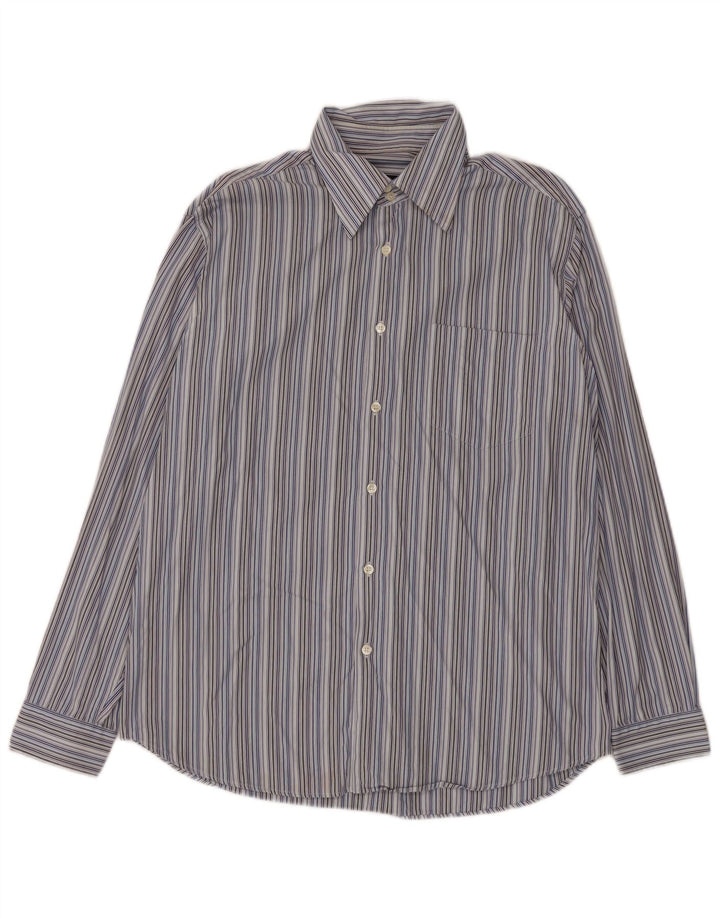 Hugo Boss Mens Shirt Size 42 16 1/2 Large Blue Striped