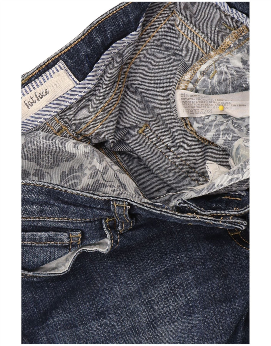 Fat Face Womens Cropped Jeans UK 12 Medium W34 L23 Blue Cotton